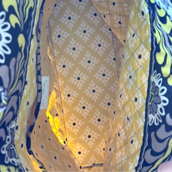 Vera Bradley Baroque Quilted Tote Bag Yellow Gray Floral Retired Pattern - Picture 7 of 7